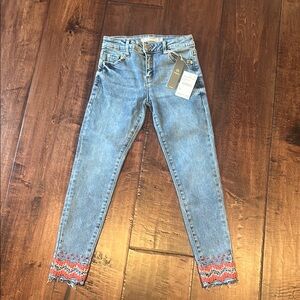 Girl’s Blue Jeans with Red Accents - Size 8